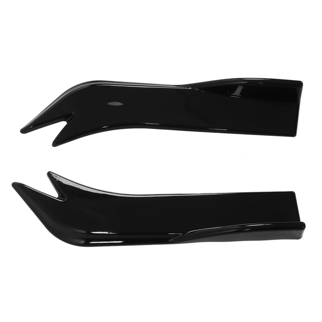 2pcs Car Universal Rear Bumper Lip Diffuser Splitter Side Skirt Canard Protector with Installing ScrewsGlossy Black