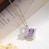 S925 reines Silber natürliche gelbe Granat Halskette, quadratischer Sternförmiger Kristall Anhänger, luxuriöser Schmuck mit gebürsteter Handwerkskunst, Geschenk