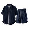 Summer Solid Color Basic Versatile Ice Silk Set Men's Shirt Short Sleeved Set Men's Two-piece Set