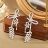Zirconia Bow Wheat Ear Light Luxury Stud Earrings