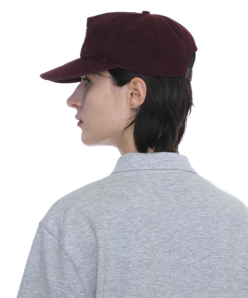 PARTIMENTO WOMEN Washed Pw Embroidered Grandad Cap_Burgundy