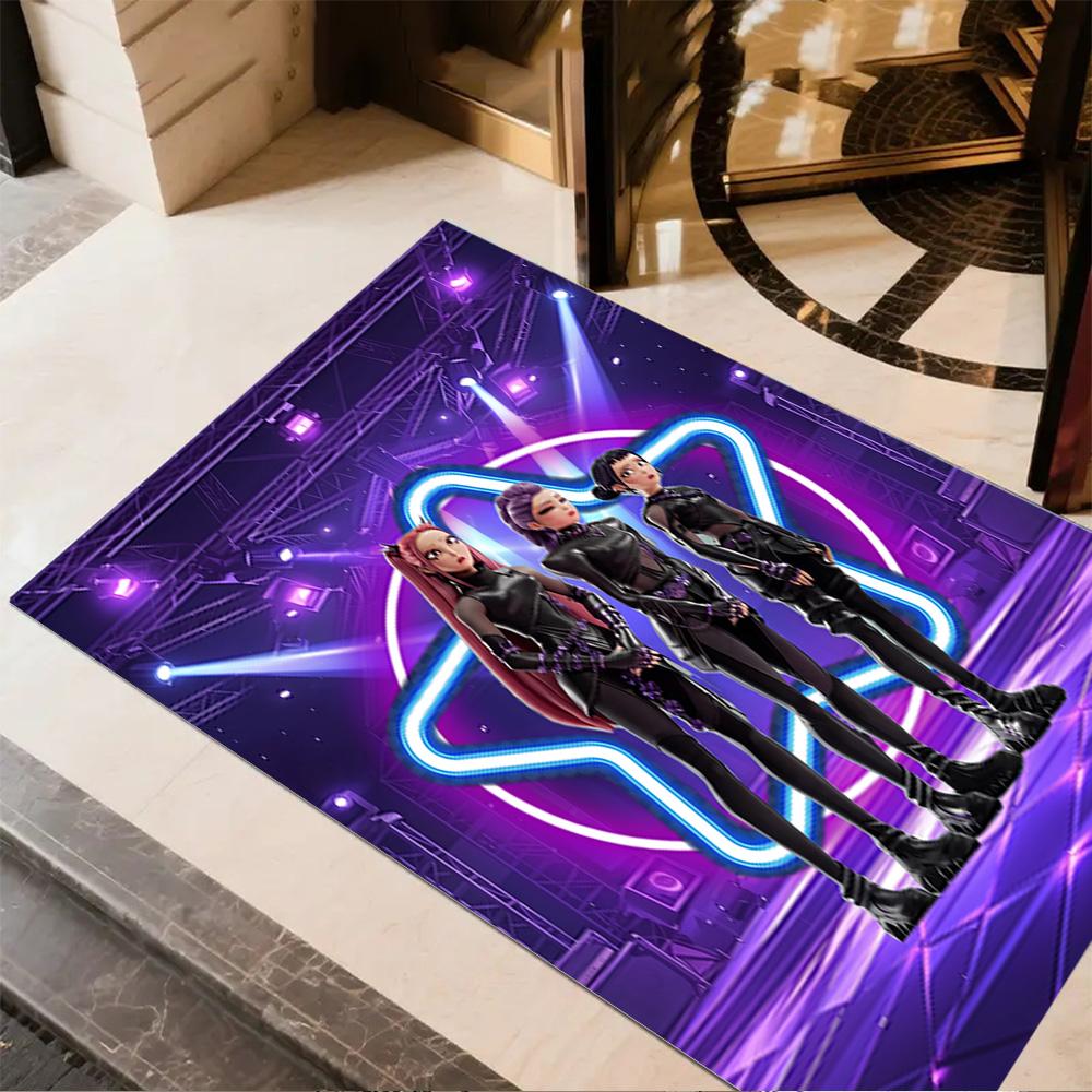 Huntrx: Neon Heroes Carpet Perfect for Dormitory Bedrooms Kitchen Balcony Anti-slip Rug Anime Office Decor Birthday/Christmas Gift