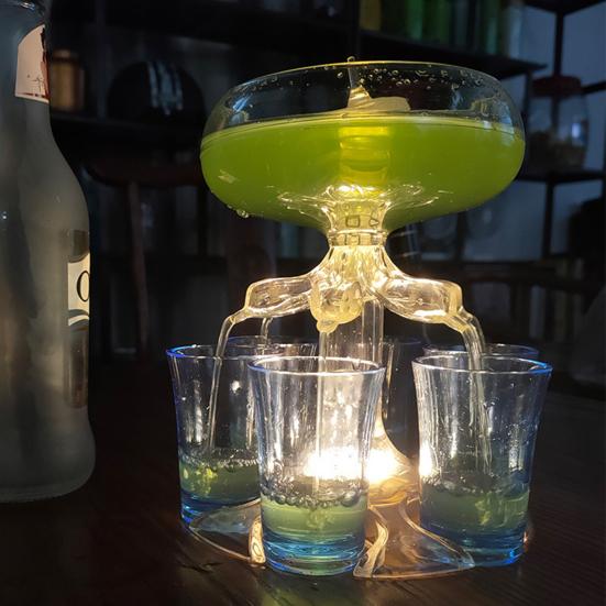 6-Shot Glass Dispenser with Light-Up Feature Elegant Wine Orderer Holder for Home Bar Party Halloween Supplies