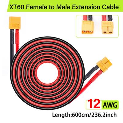12AWG XT60 Male Female Connection Adapter Cable For Most Battery Packs Connection To Cars Trucks Mobile Power Stations