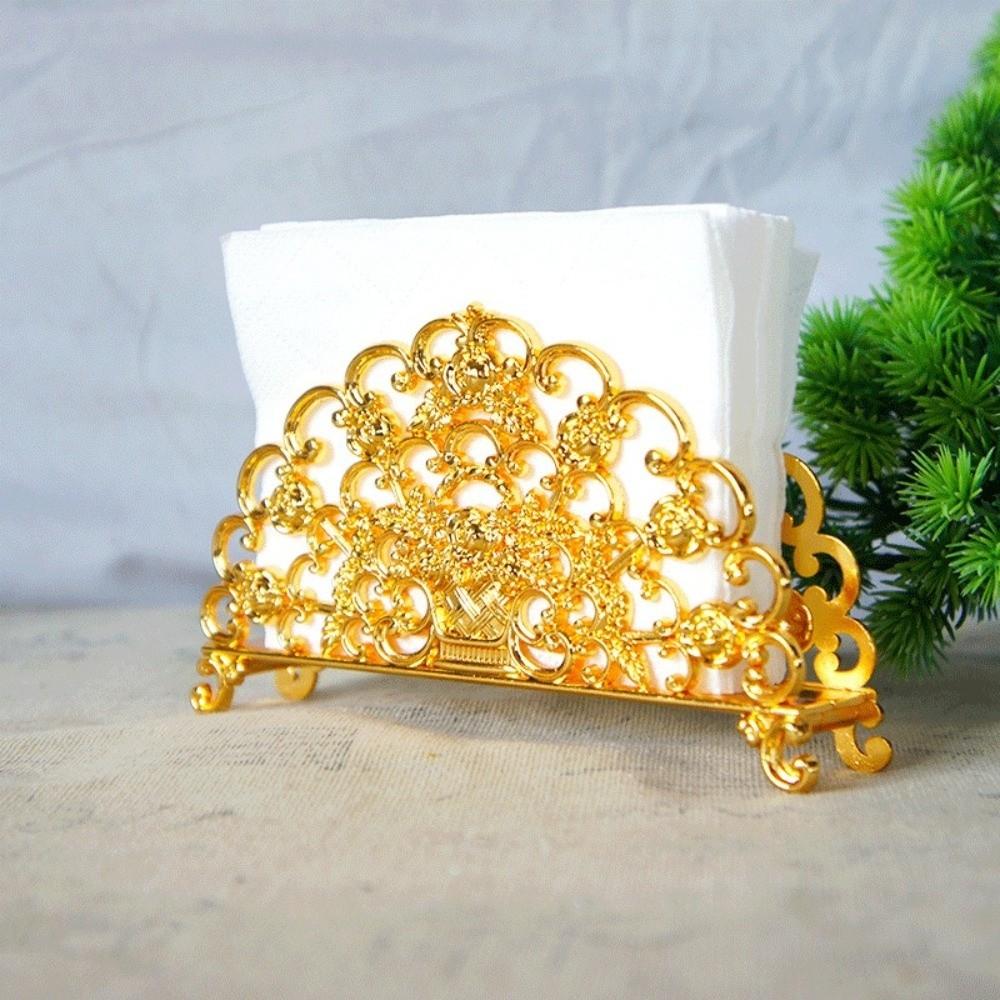 European Style Metal Paper Dispenser Desktop Ornament Gold Tissue Box Napkin Holder  Coffee Shop