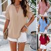2026 Spring/Summer Women's V-neck Short-sleeved Casual Top - Elegant European and American Style