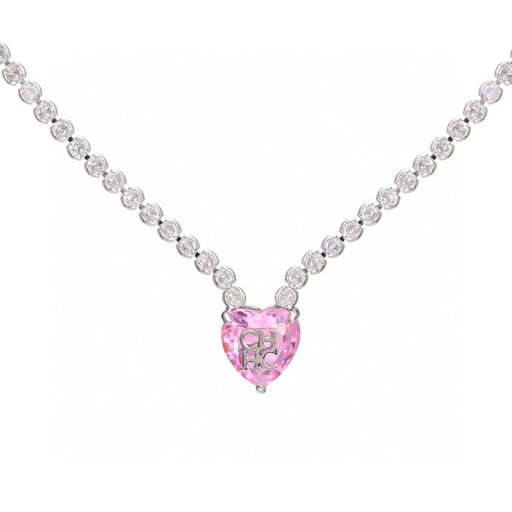 Elegant Zircon Heart Pendant Necklace - Delicate Collarbone Chain with Sparkling Charm