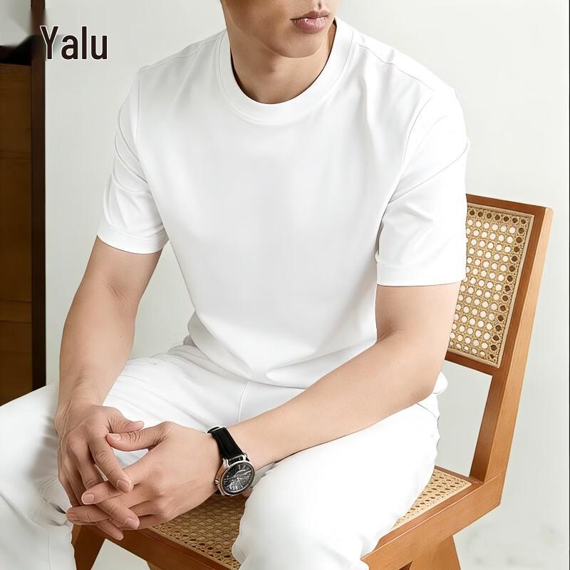 Yalu Men's Solid Color Mercerized Cotton Short Sleeve T-Shirt