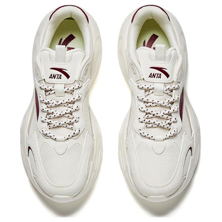Anta Wind Retro Versatile Trendy Shock Absorbing Non-Slip Wear-Resistant Low-Top Lifestyle Casual Shoes Women Casual Shoes White Red 922518807-3
