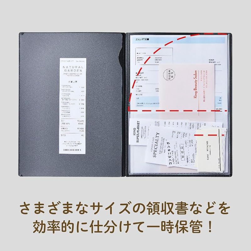 King Jim File Receipt/Invoice Scan Holder A4 Bi-fold Black 790-BK