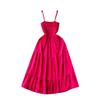 Sling Dress Women's 2024 Summer Dress New Arrival Elastic Tight Waist Slim Looking Sleeveless Tube Top Ruffles Long Dress