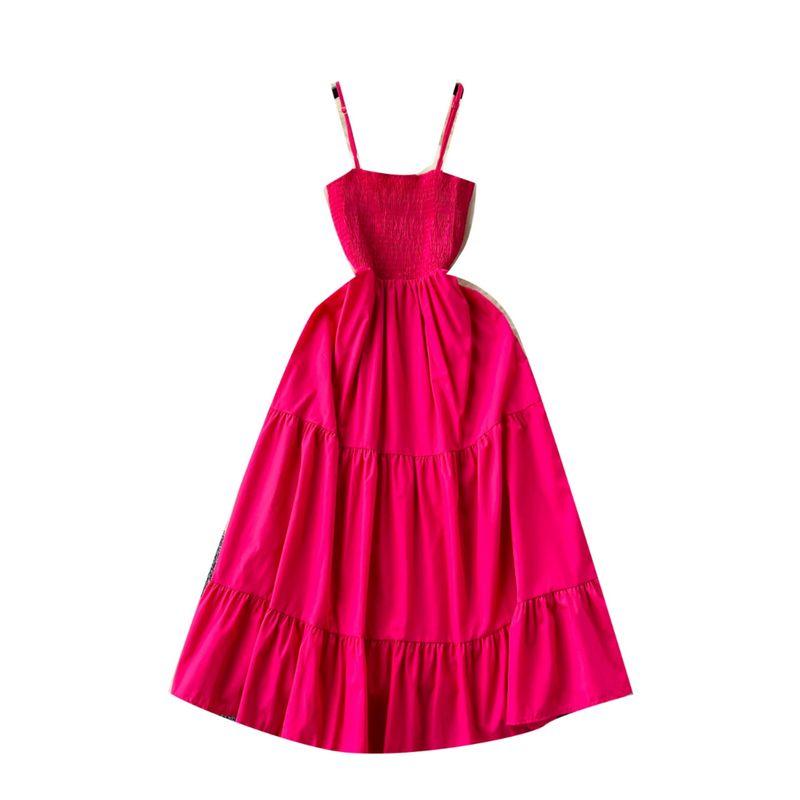 Sling Dress Women's 2024 Summer Dress New Arrival Elastic Tight Waist Slim Looking Sleeveless Tube Top Ruffles Long Dress