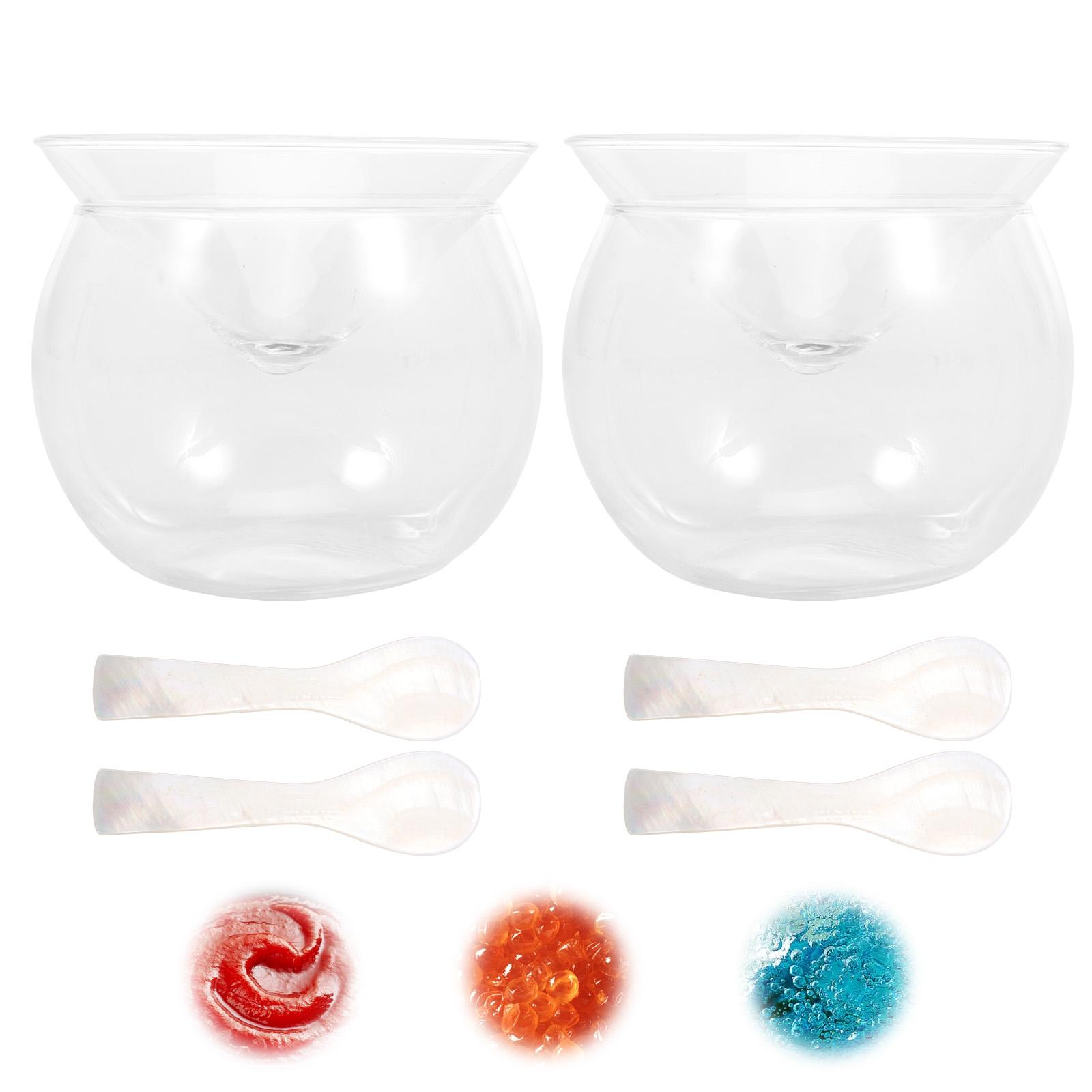 

Caviar Chiller Server Set Multi-purpose Glass Caviar Chiller Server Martini Cocktail Glasses with Spoons for Cocktails Ice Cream