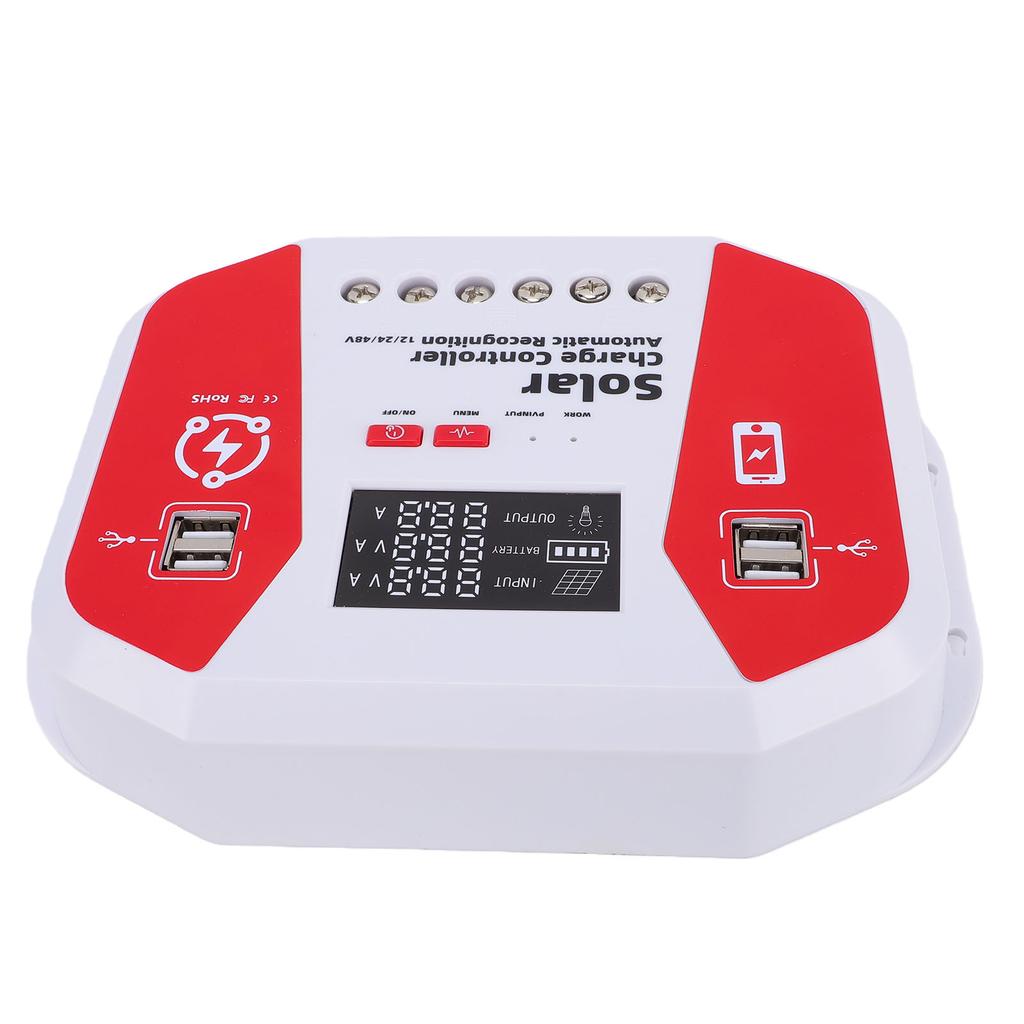100A MPPT Solar Charge Controller LCD Display Solar Panel Regulator with 4 Port USB Charging Multi Voltage Auto Detect