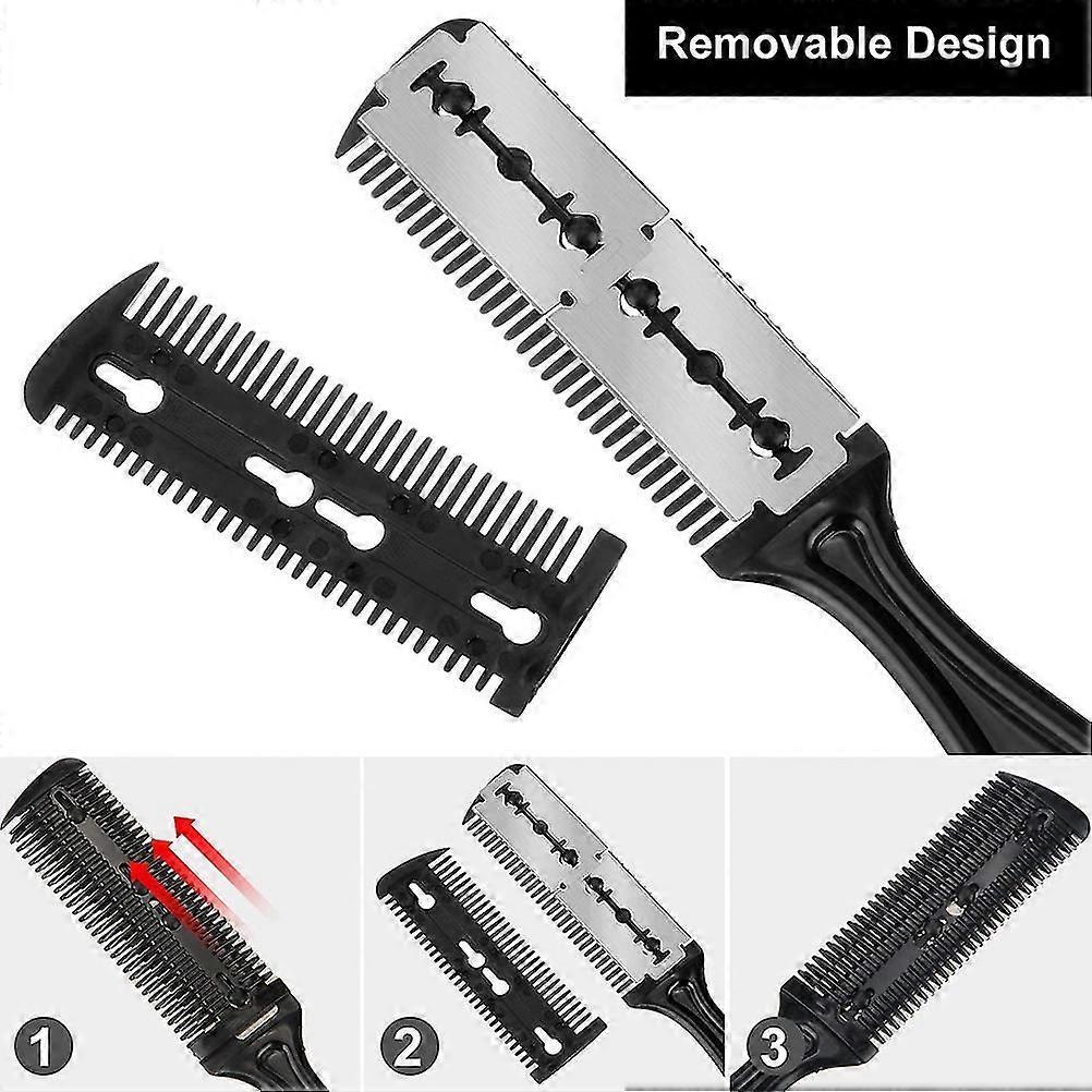 3 Stück Haarrasierkämme Doppelseitiger Haarschneidekamm Mit 10 Edelstahlklingen Professionelles Friseursalon Haarausdünnungskamm Werkzeug