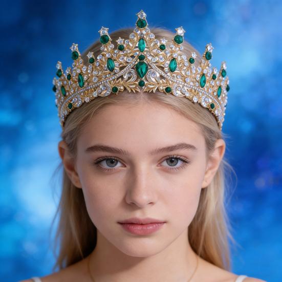 כתר לנשים משובץ אבני קריסטל נוצצות נזר כלה התאמה בטוחה קל משקל כתר נסיכה עם קצוות מעוקלים סיכות אביזרי שיער