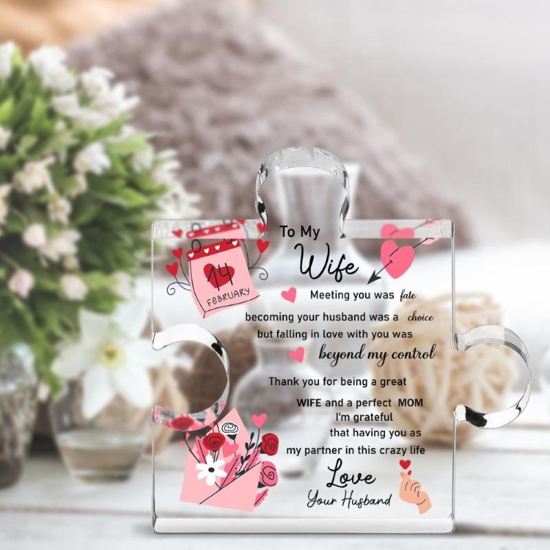 2D Flat Valentine'S Day Acrylic Plaque - Romantic Love Message Decor for Home & Office, Ideal for Birthday, Anniversary, New Year Gifts,