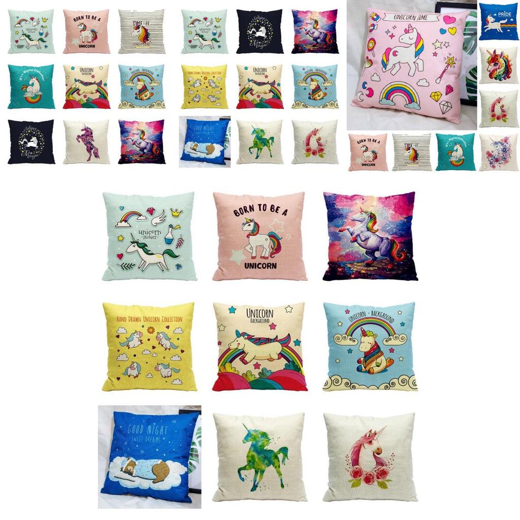 Soft And Stylish Unicorn Pillow Cover For Living Room Charming Cartoon Design