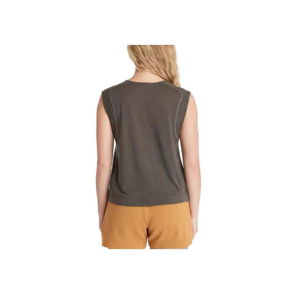 Timberland X Icebreaker Collaboration Solid Color Round Neck Sleeveless Tank Top Women Tops Dark-Gray A6J65DV1