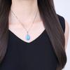 Teardrop Aquamarine Birthstone Amulet Necklace for Women [COAI]