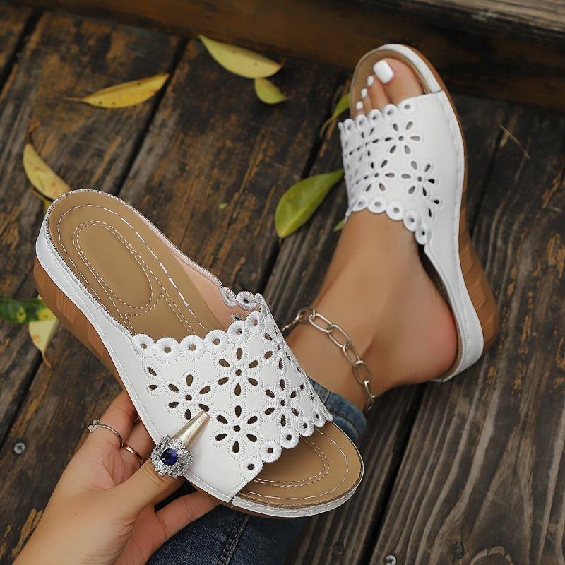 Summer New Wedge Slippers Women's 2025 Plus Size Muffin Thick Sole Open Toe Sandals