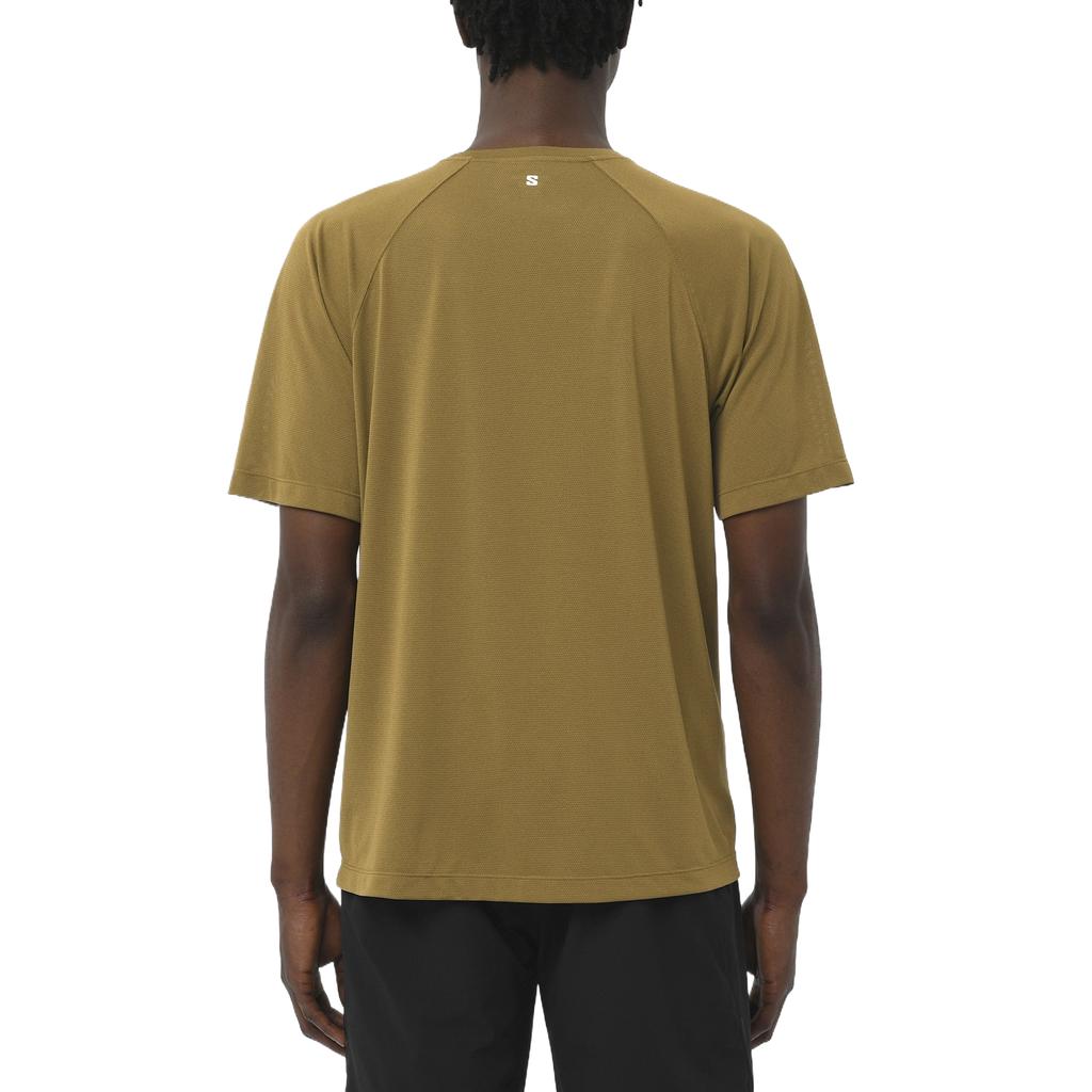 SALOMON T Shirts Men's Olive Green Crew Neck Moderate C26395