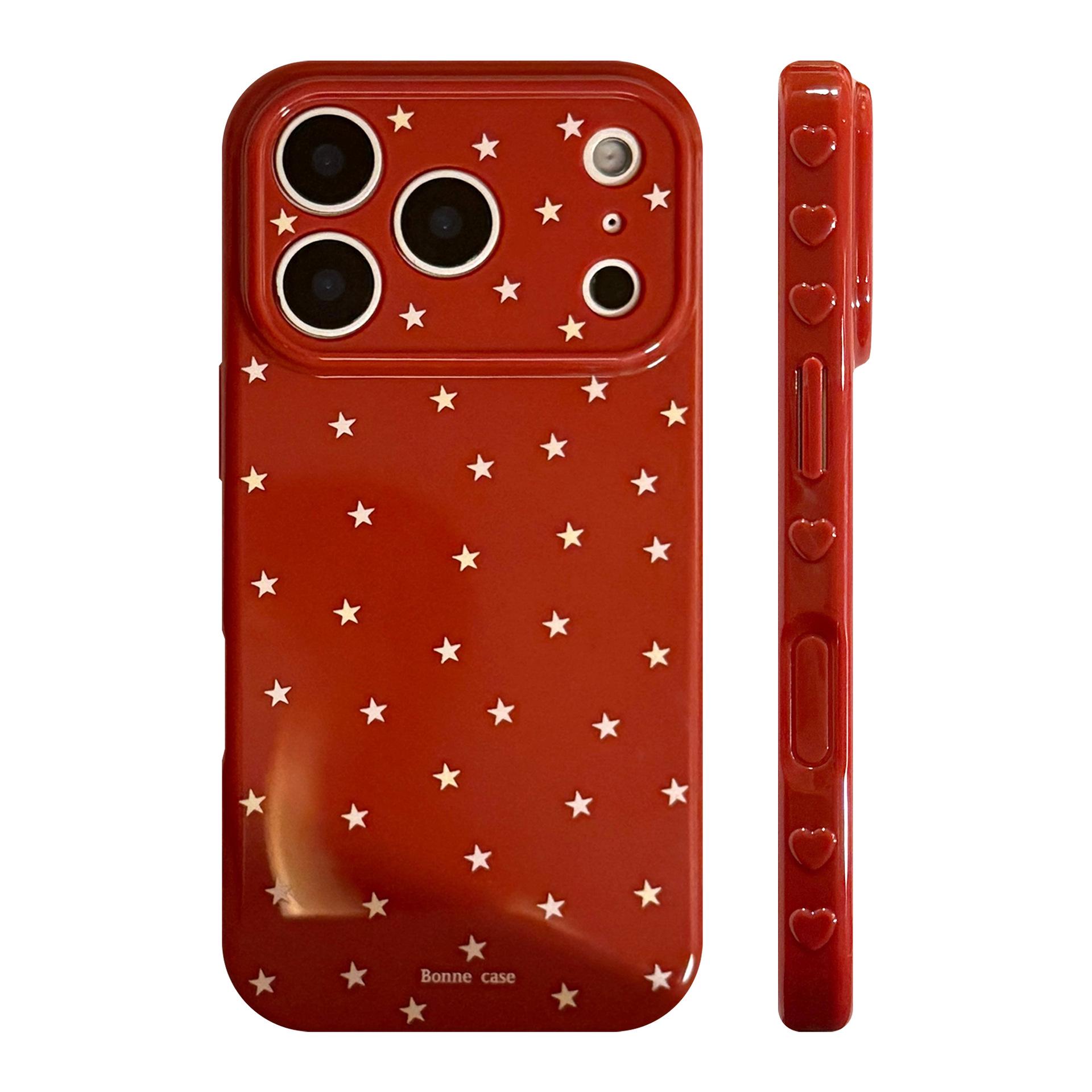 

Maple Syrup Heart Bubble Phone Case for iPhone 17 Pro Max - Red & Yellow, Anti-Fall, Star Series 14 Pro