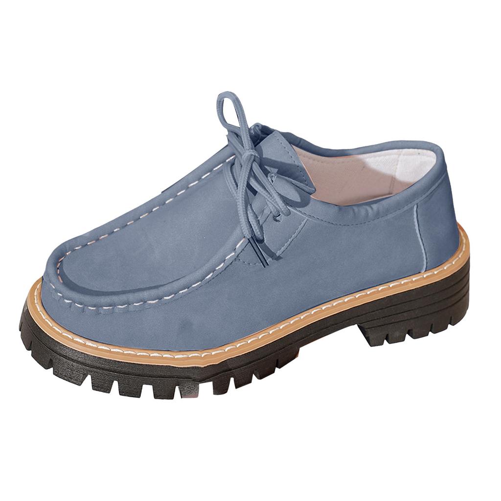 Thick Soled Lace Up Women's Loafers Fashionable And Casual Suede Low Top Round Toe Casual Shoes Casual Business Shoes for Women