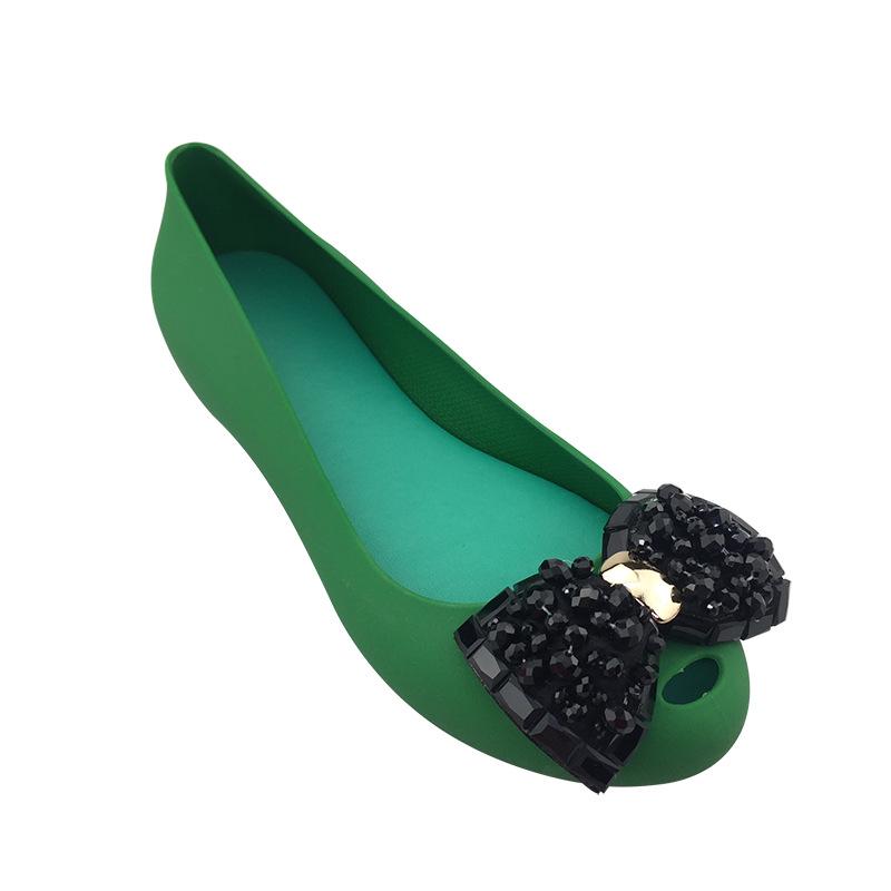 

Women S Flat Shoes Single Shoes Bow Fish Mouth Women S Pvc Jelly Shoes Tide 41 зелений