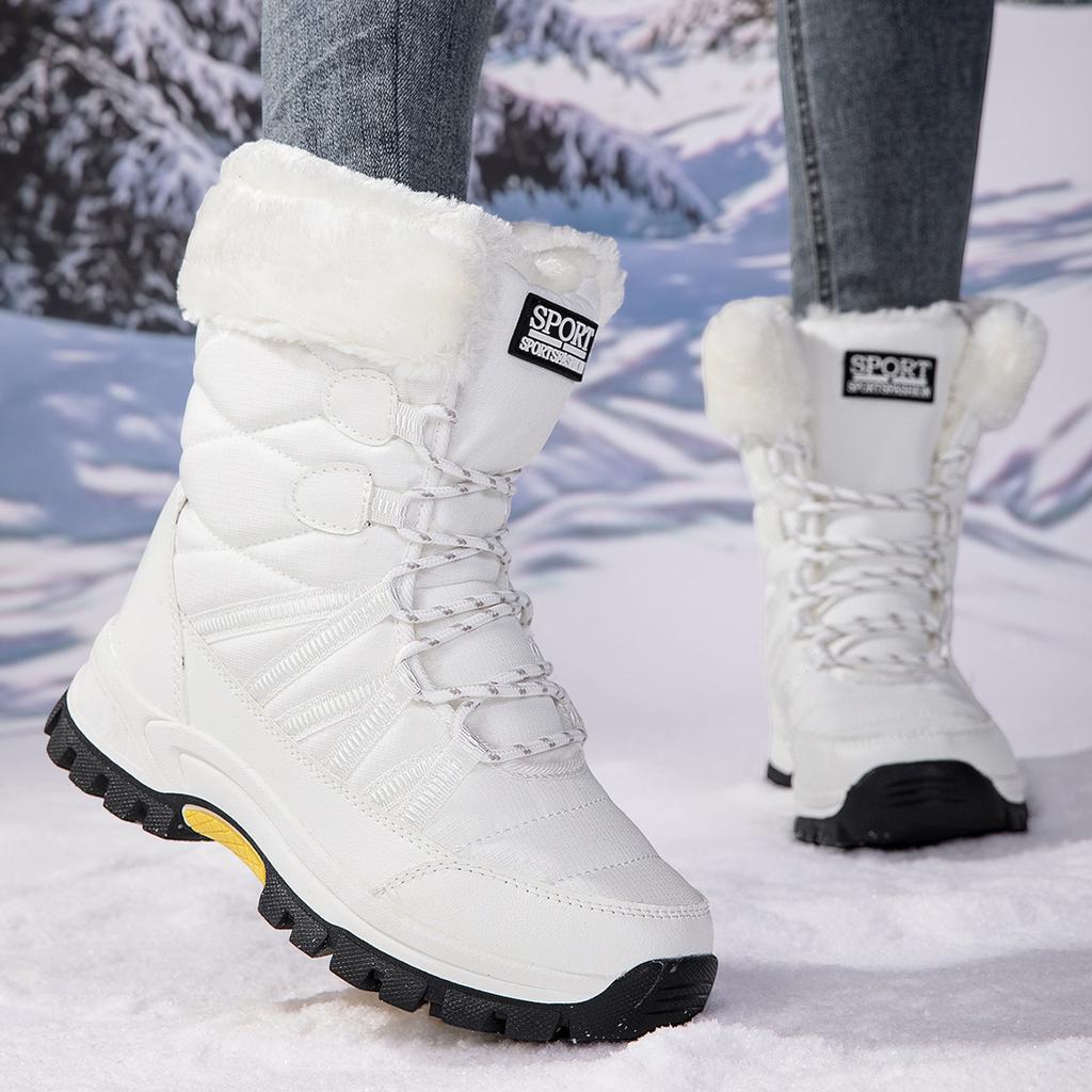 Fashion 2025 New Cotton Shoes Waterproof and Cold proof Long Boots for Women Outdoor with Thick Velvet and Warmth Snow Boots