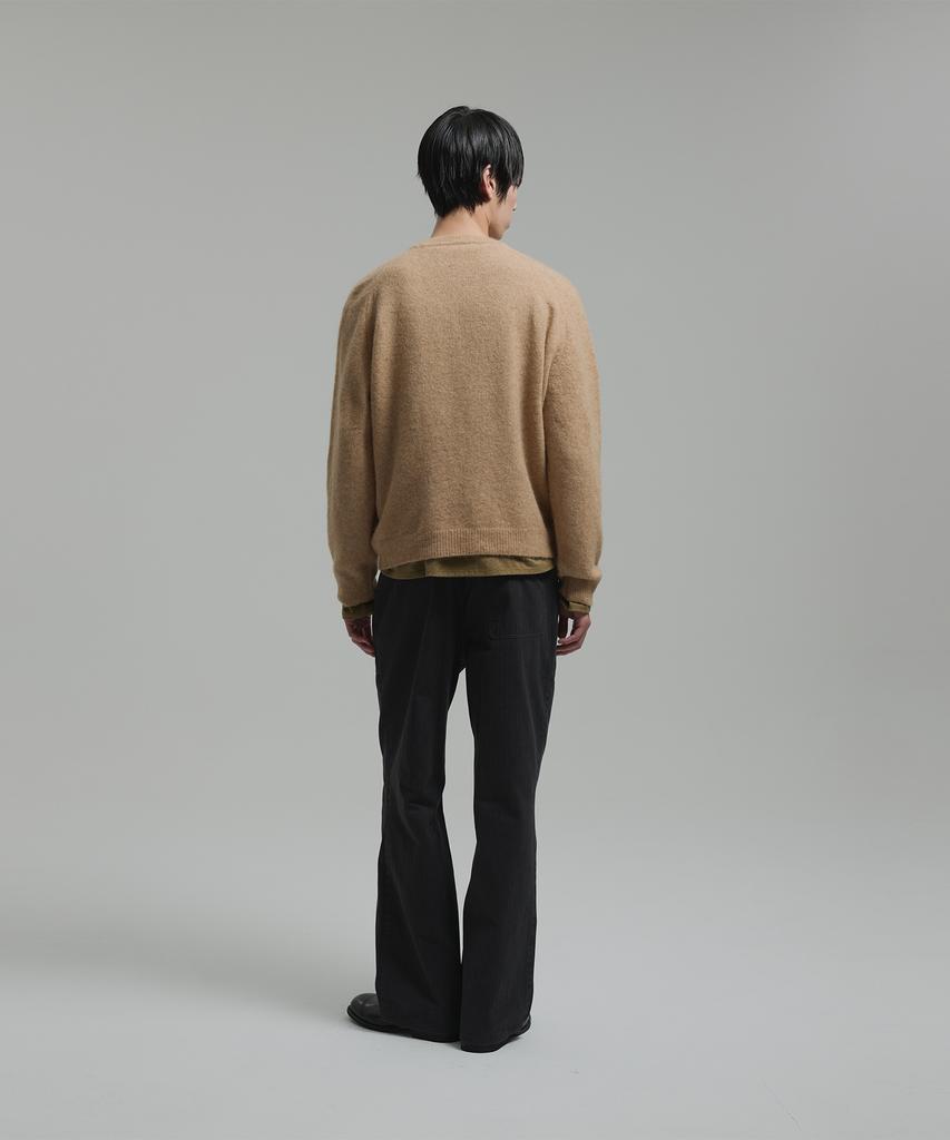 NONBLANK Mohair Wool Blend Crop Round Knit_Beige