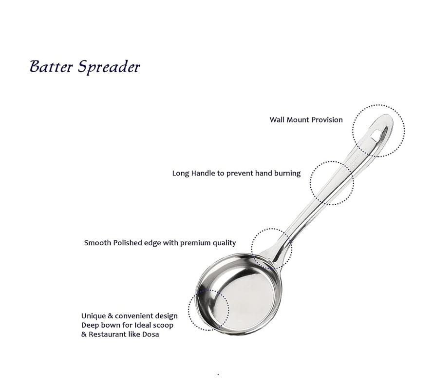 TreegoArt Stainless Steel Solid Stainless Steel-Dosa Turner And Round Spoon For Home And Kitchen Purpuse - Pack Of 2
