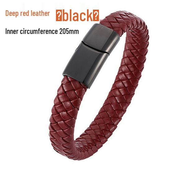 Men's Retro Genuine Leather Bracelet with Magnetic Buckle