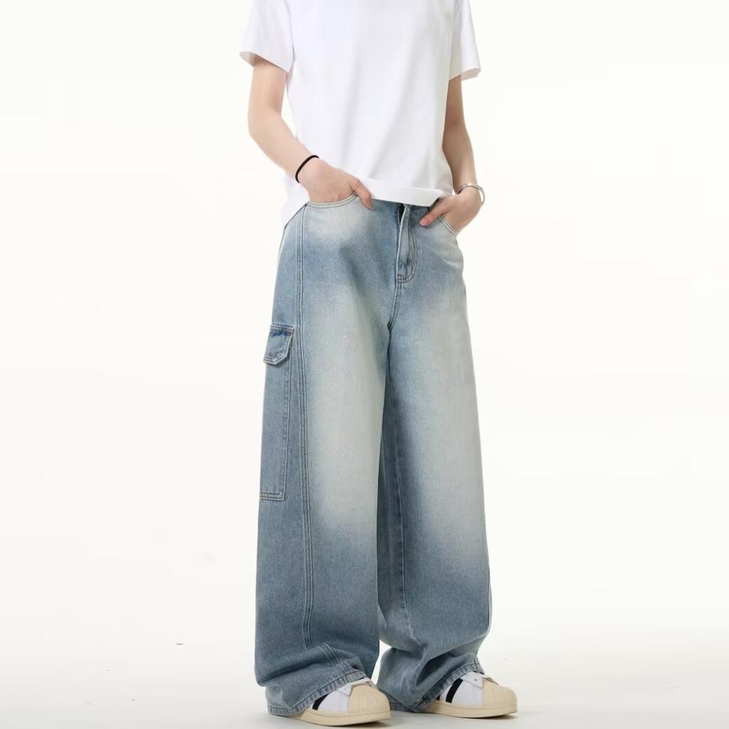 Pánské džíny American High Street, podzimní trendy, značkové, volné, široké, rovné, mikro rozšířené