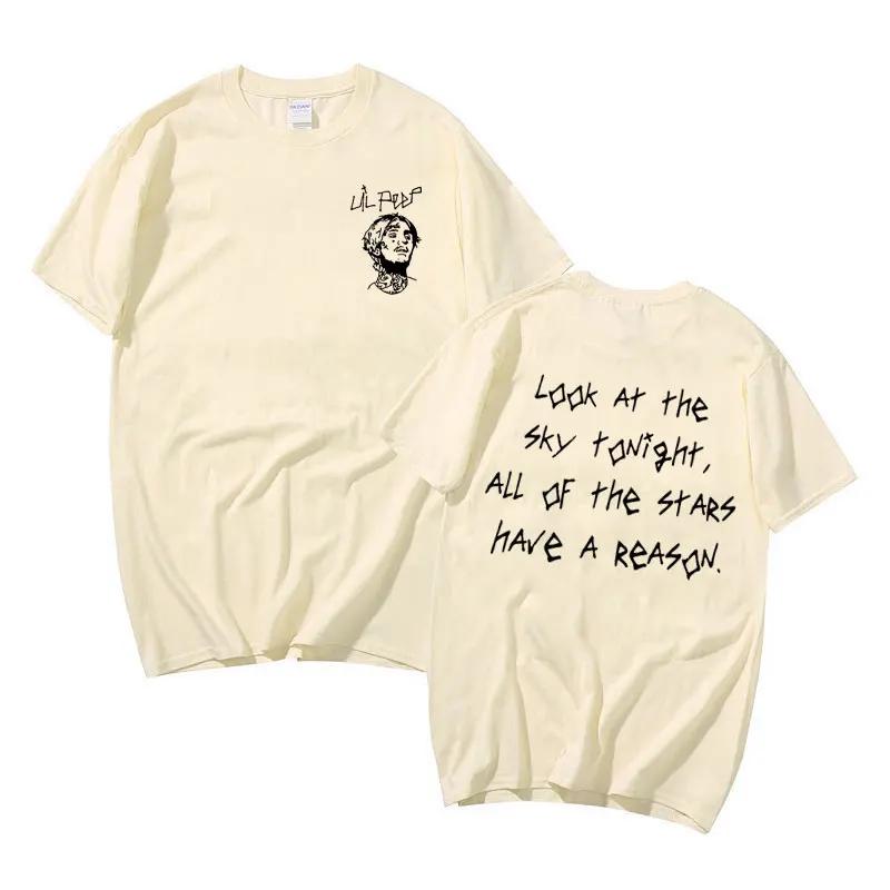Rapper Lil Peep Look At The Sky Tonight All of The Stars Have A Reason Graphic Tshirt Men's Hip Hop Vintage Oversized T-shirts