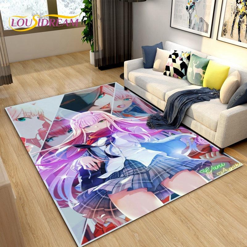 Zero Two DARLING In The FRANXX Anime Area Rug,Carpet Rug for Living Room Bedroom Sofa Doormat Decoration, Kid Non-slip Floor Mat