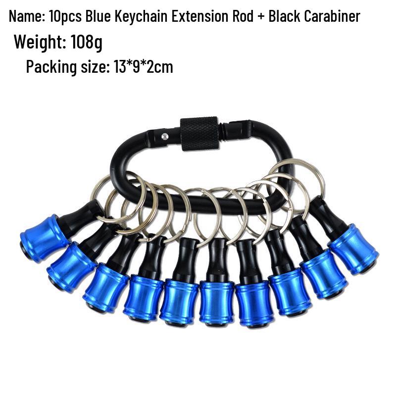 6-Piece Colorful Keychain Set: Extension Rods and Mountaineering Buckle with 1/4" Hex Drill Bit Storage Extension Rod