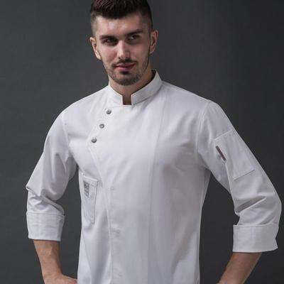 Men Kitchen Restaurant Cook Workwear Chef Uniform White Shirt Double Breasted Chef Jacket