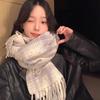 Xiao Tangdou Thickened Plaid Cashmere-Feel Scarf Shawl for Women - Korean Style