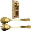 Spoon Long Cutlery For Salad Fork Spoon Set 2 Pieces Gold