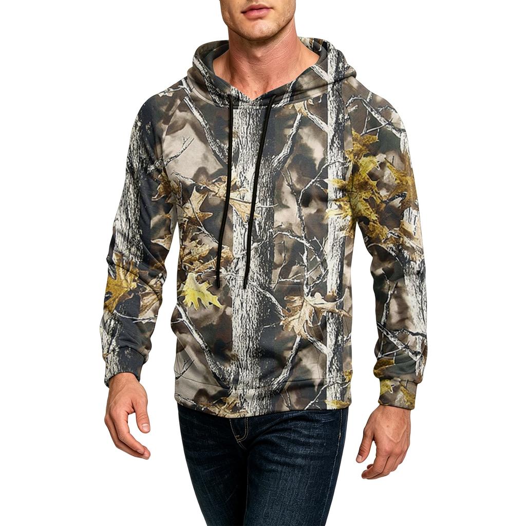Men's Printed Casual Hoodie with Pocket and Drawstring for Everyday Wear