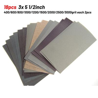 All Purpose WetDry Sandpaper Set Pack of 18pcs for Precise Polishing and Grinding 400600800100012001500200025003000grit