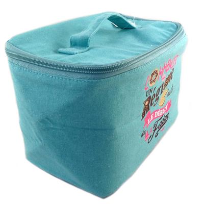 [P9231] - Insulated Lunch Bag 'Starting a Diet Is the Beginning of Hunger' Turquoise - 21x15x13 Cm