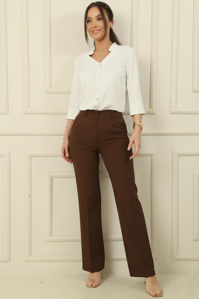 Side Pocket Pleated Front Palazzo Trousers