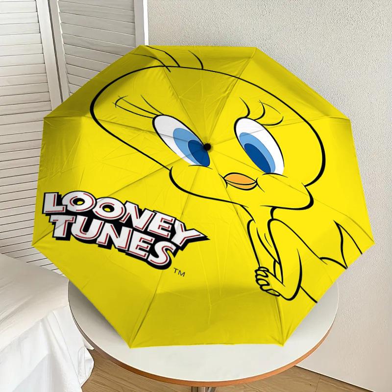 1PC Looney Tunes Tweety Bird Umbrella-8-Rib Reinforced, Automatic Open, Lightweight & Durable, Cute Fashion Accessory for Outdoor, D2663