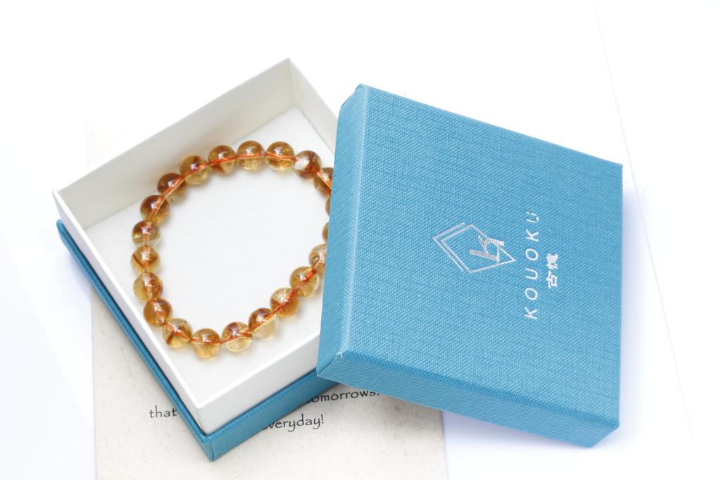 [K.KOUOKU] Natural Citrine Bracelet, 9mm, Power Stone, November Birthstone, Good Luck, Fortune, and Money, from Madagascar, Natural Stone Prayer