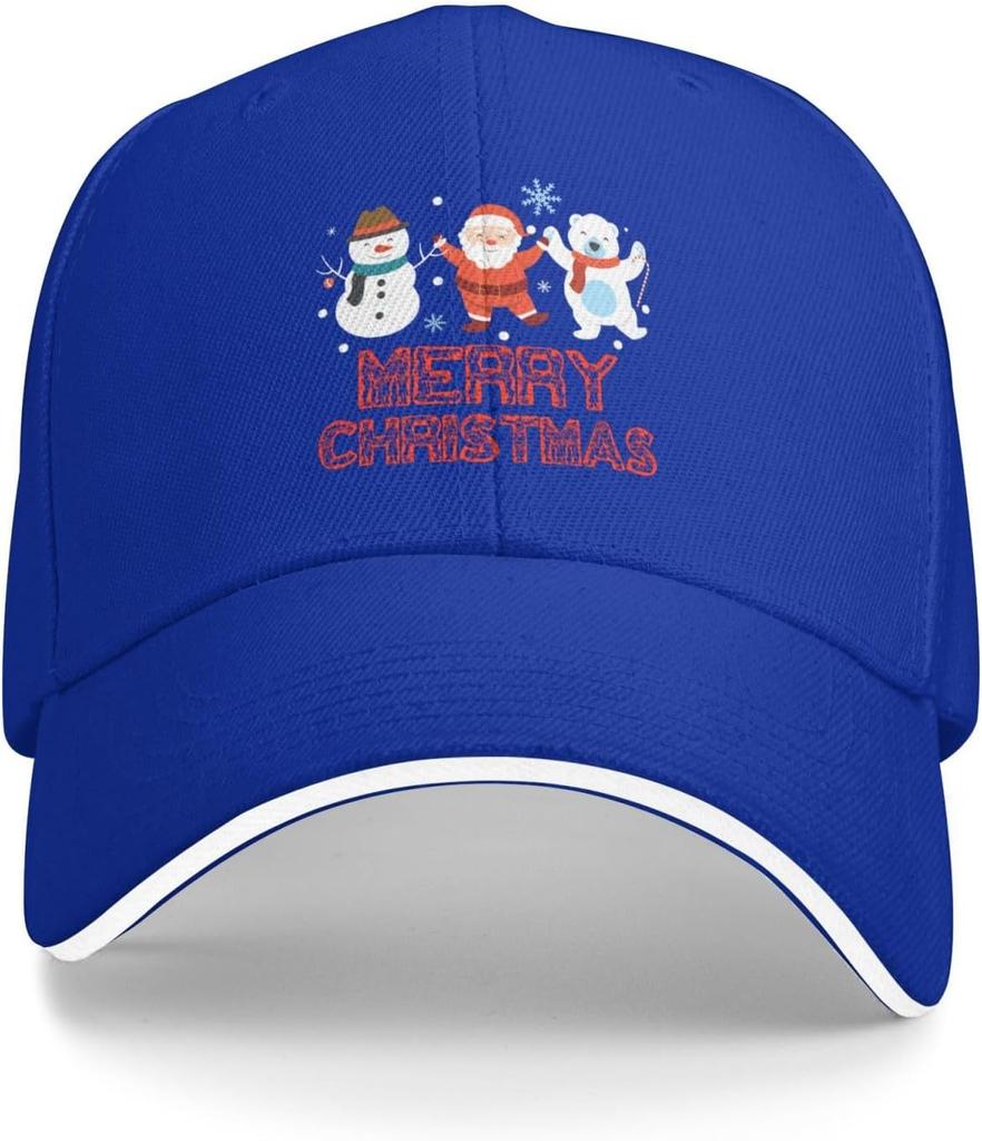 Merry Christmas Santa Snowman Polar Bear Baseball Cap Polyester Adjustable Outdoor Casual Baseball Hat