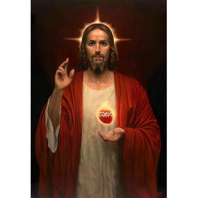 Sacred Heart of Jesus The Virgin Mary of Guadalupe Canvas Painting Poster Print Wall Art Picture for Living Room Office Decorate No Frame