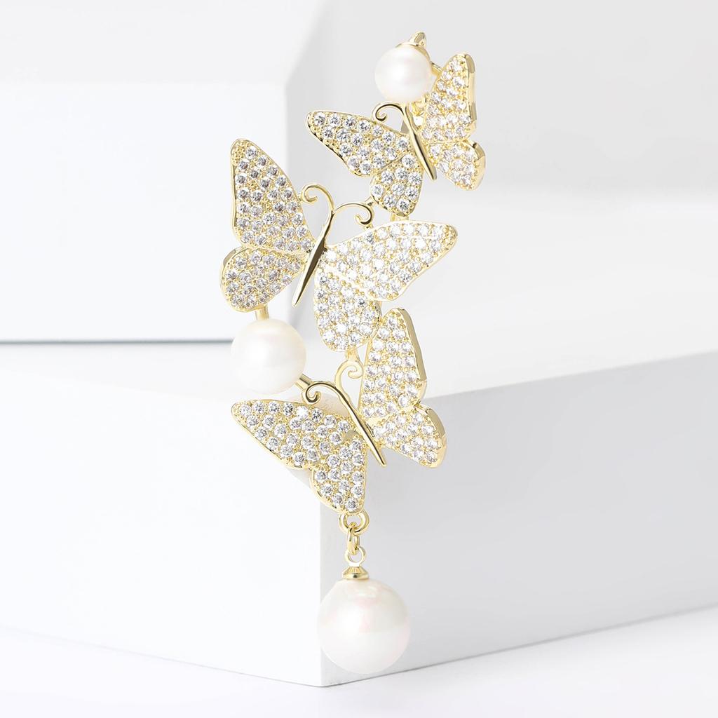 Light Luxury Micro-Inlaid Copper Zircon Butterfly Brooch Temperament Versatile Women'S Suit Dress Corsage Jewelry Pin