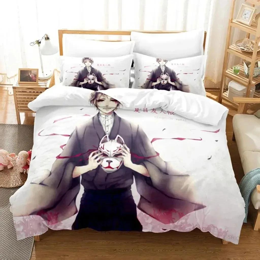 Comforter Anime Natsume Book Of Friends Nyanko Bedding Set Boys Girls Twin Queen Size Bed Boys Adult